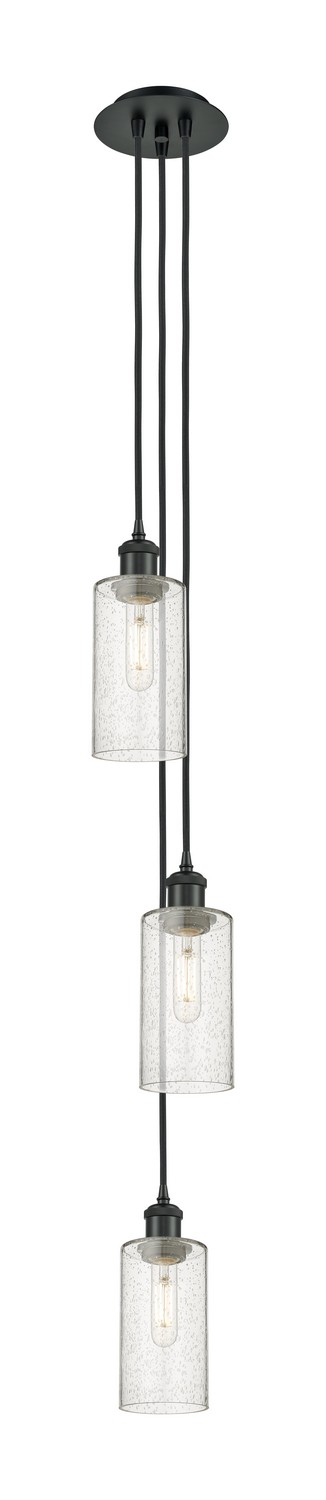 Three Light Pendant by Innovations - Downtown Urban Collection, Matte Black Finish - 103B-3P-BK-G434-7SDY