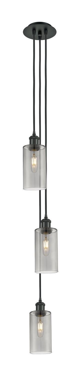 Three Light Pendant by Innovations - Downtown Urban Collection, Matte Black Finish - 103B-3P-BK-G434-7SM
