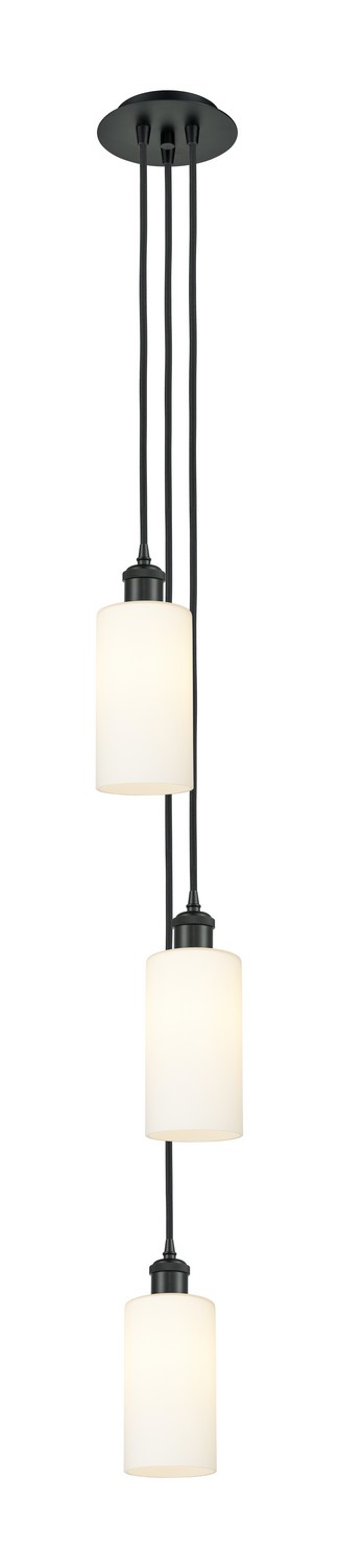 Three Light Pendant by Innovations - Downtown Urban Collection, Matte Black Finish - 103B-3P-BK-G434-7WH