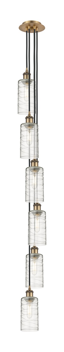 Six Light Pendant by Innovations - Downtown Urban Collection, Brushed Brass Finish - 106B-6P-BB-G434-7DE