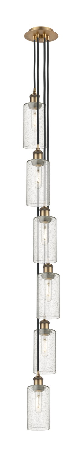 Six Light Pendant by Innovations - Downtown Urban Collection, Brushed Brass Finish - 106B-6P-BB-G434-7SDY