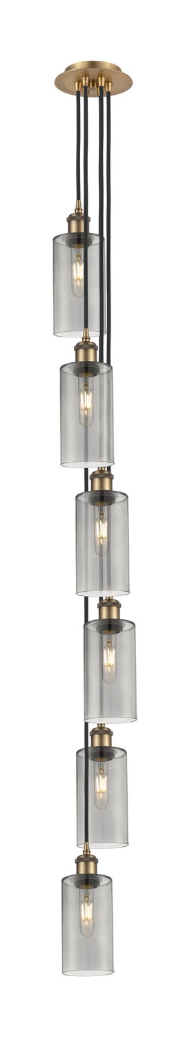 Six Light Pendant by Innovations - Downtown Urban Collection, Brushed Brass Finish - 106B-6P-BB-G434-7SM