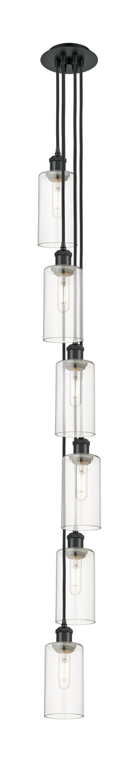 Six Light Pendant by Innovations - Downtown Urban Collection, Matte Black Finish - 106B-6P-BK-G434-7CL