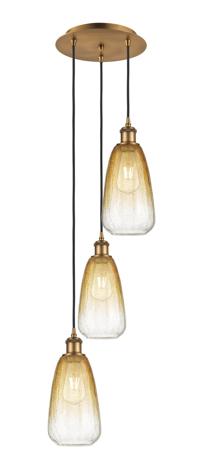 Three Light Pendant by Innovations - Ballston Collection, Brushed Brass Finish - 113B-3P-BB-G480-6AM