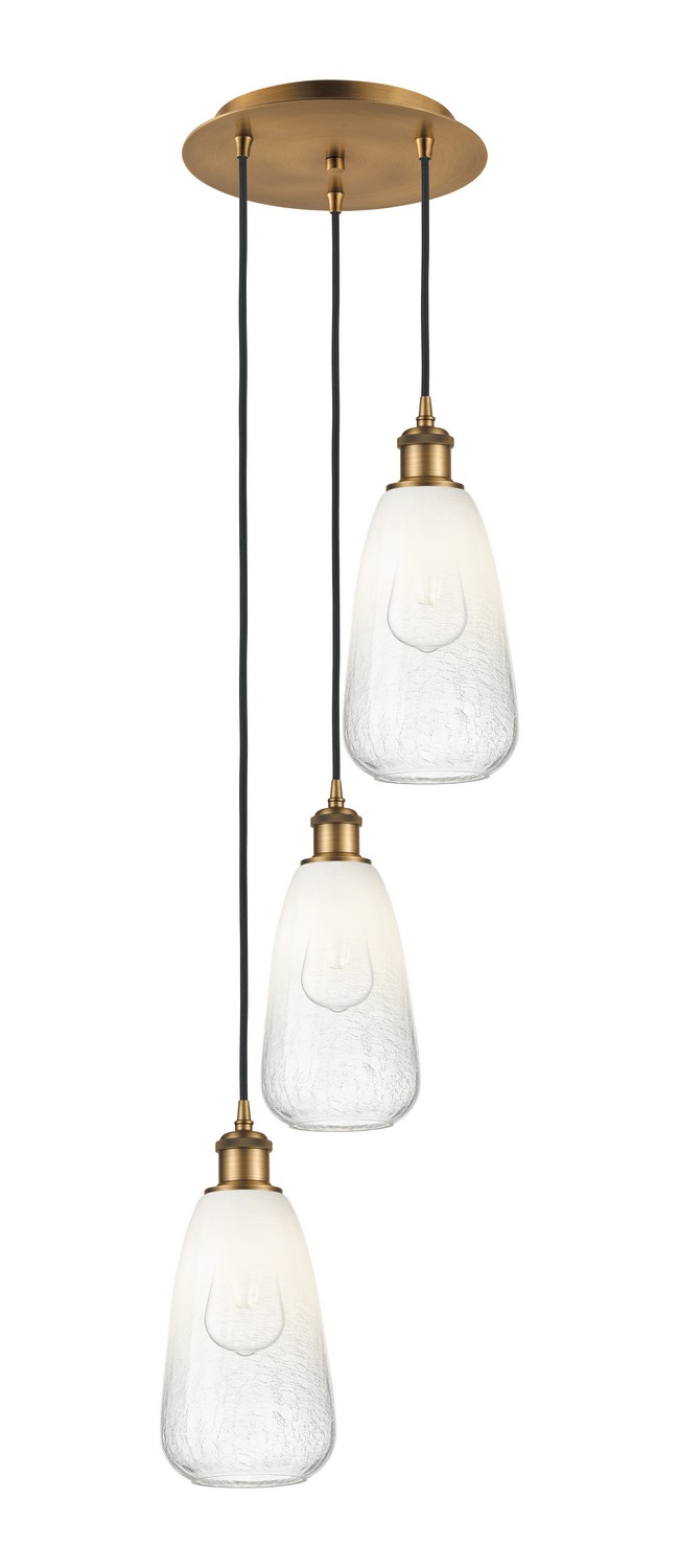 Three Light Pendant by Innovations - Ballston Collection, Brushed Brass Finish - 113B-3P-BB-G480-6OP