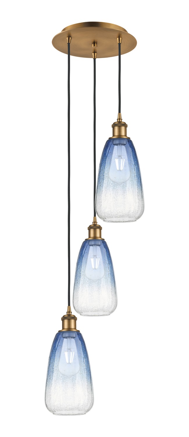 Three Light Pendant by Innovations - Ballston Collection, Brushed Brass Finish - 113B-3P-BB-G480-6SB