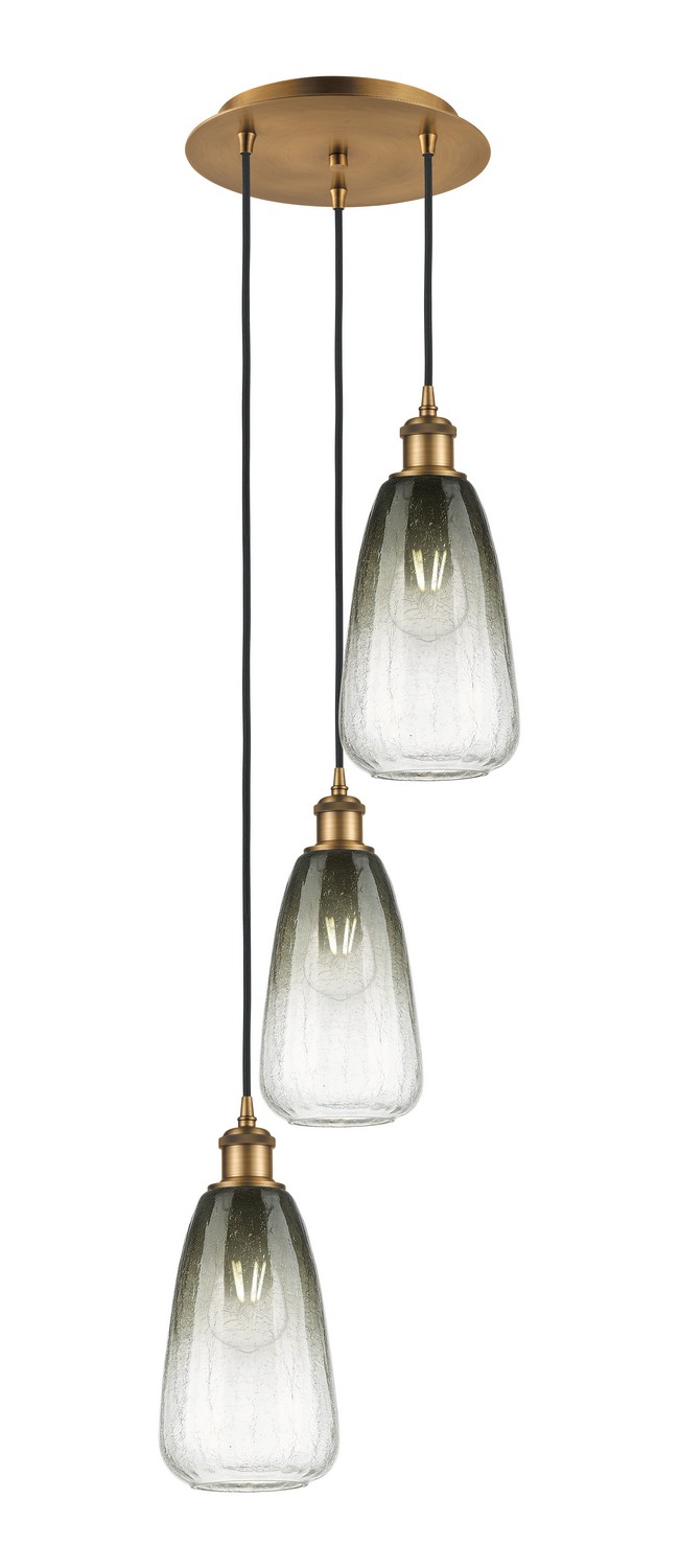 Three Light Pendant by Innovations - Ballston Collection, Brushed Brass Finish - 113B-3P-BB-G480-6SL
