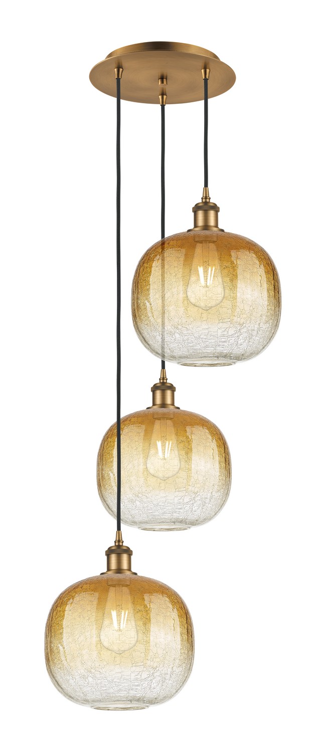 Three Light Pendant by Innovations - Ballston Collection, Brushed Brass Finish - 113B-3P-BB-G481-10AM
