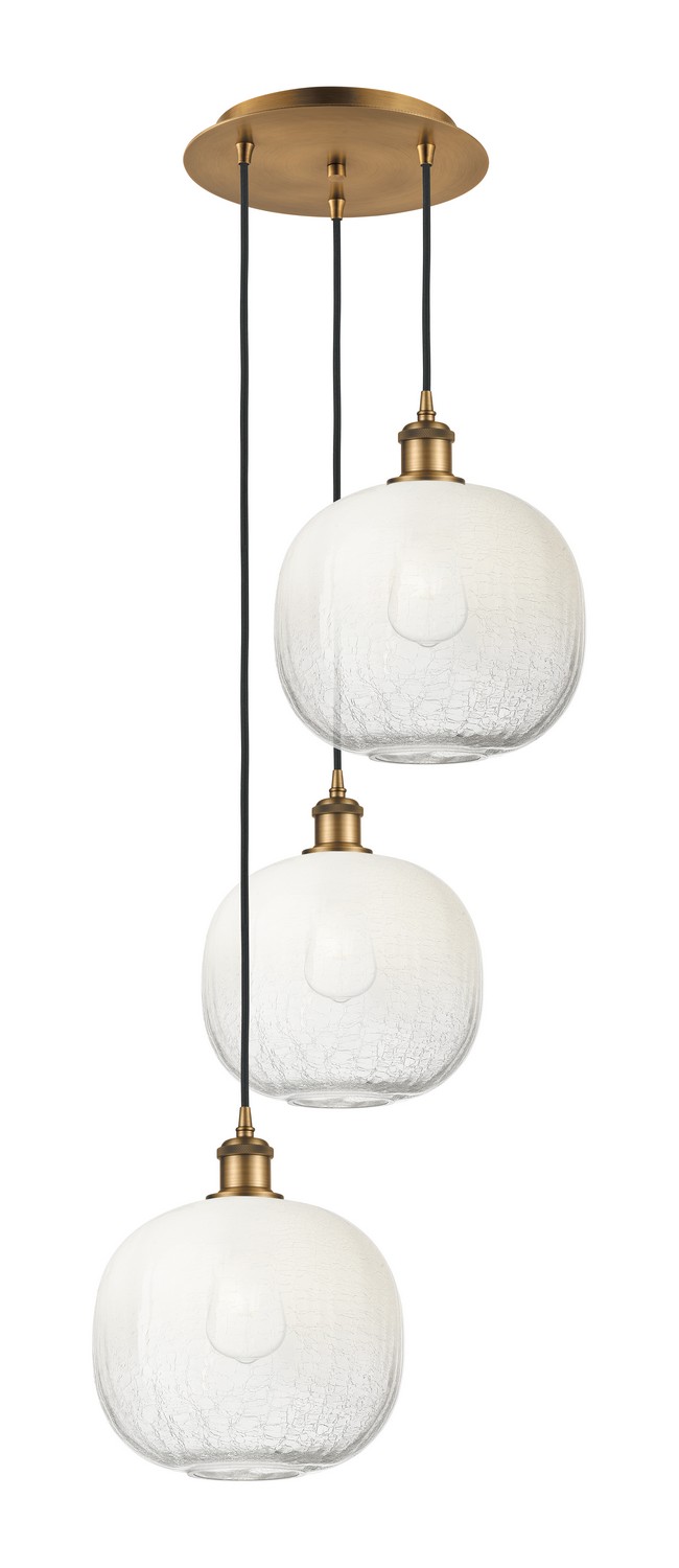 Three Light Pendant by Innovations - Ballston Collection, Brushed Brass Finish - 113B-3P-BB-G481-10OP