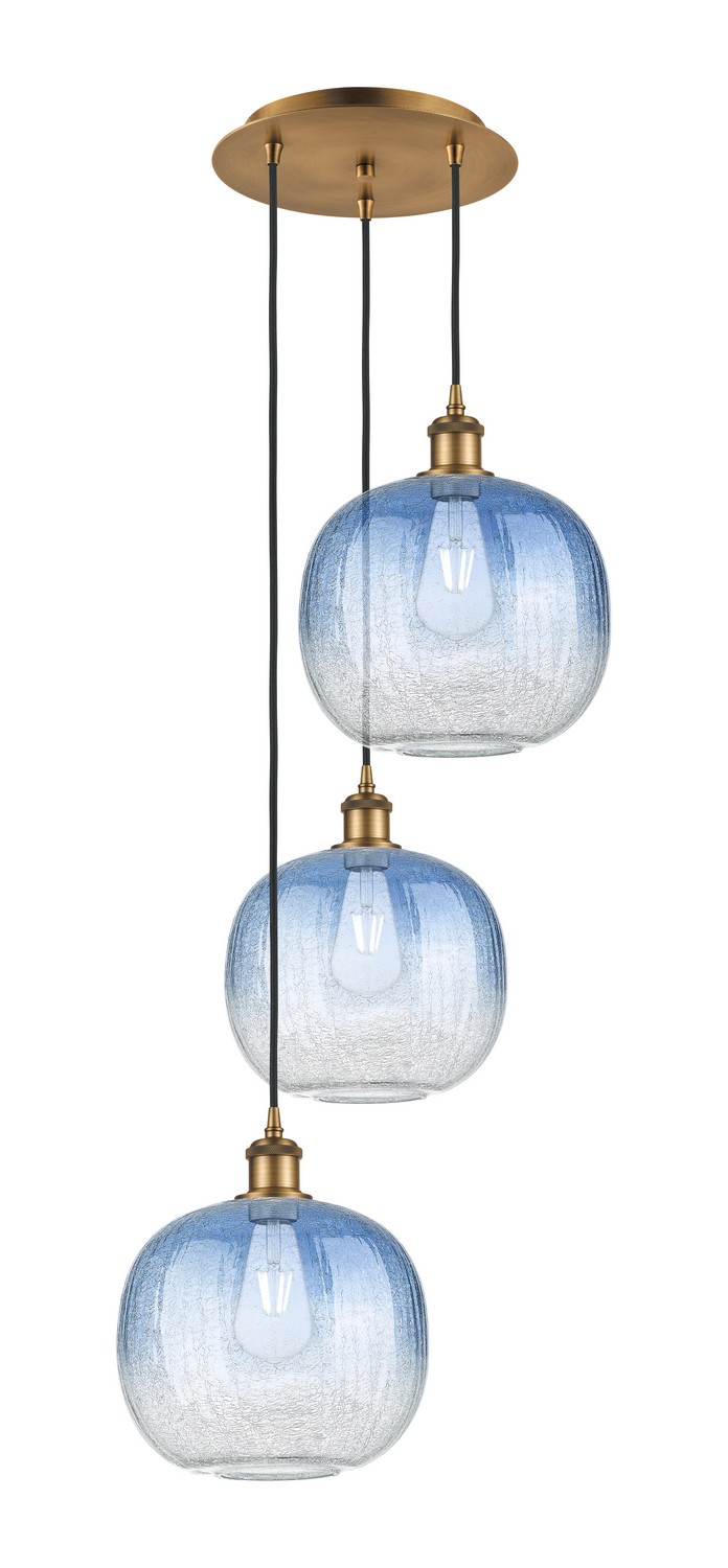 Three Light Pendant by Innovations - Ballston Collection, Brushed Brass Finish - 113B-3P-BB-G481-10SB