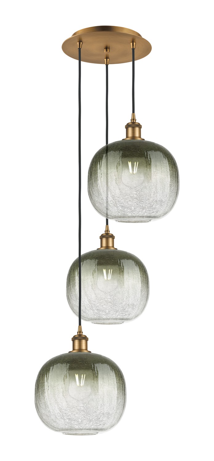 Three Light Pendant by Innovations - Ballston Collection, Brushed Brass Finish - 113B-3P-BB-G481-10SL