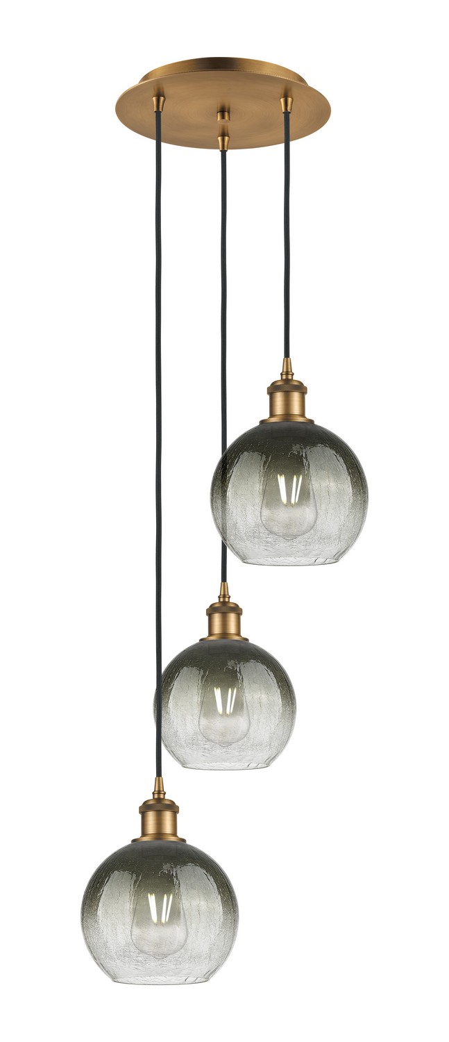Three Light Pendant by Innovations - Ballston Collection, Brushed Brass Finish - 113B-3P-BB-G483-8SL