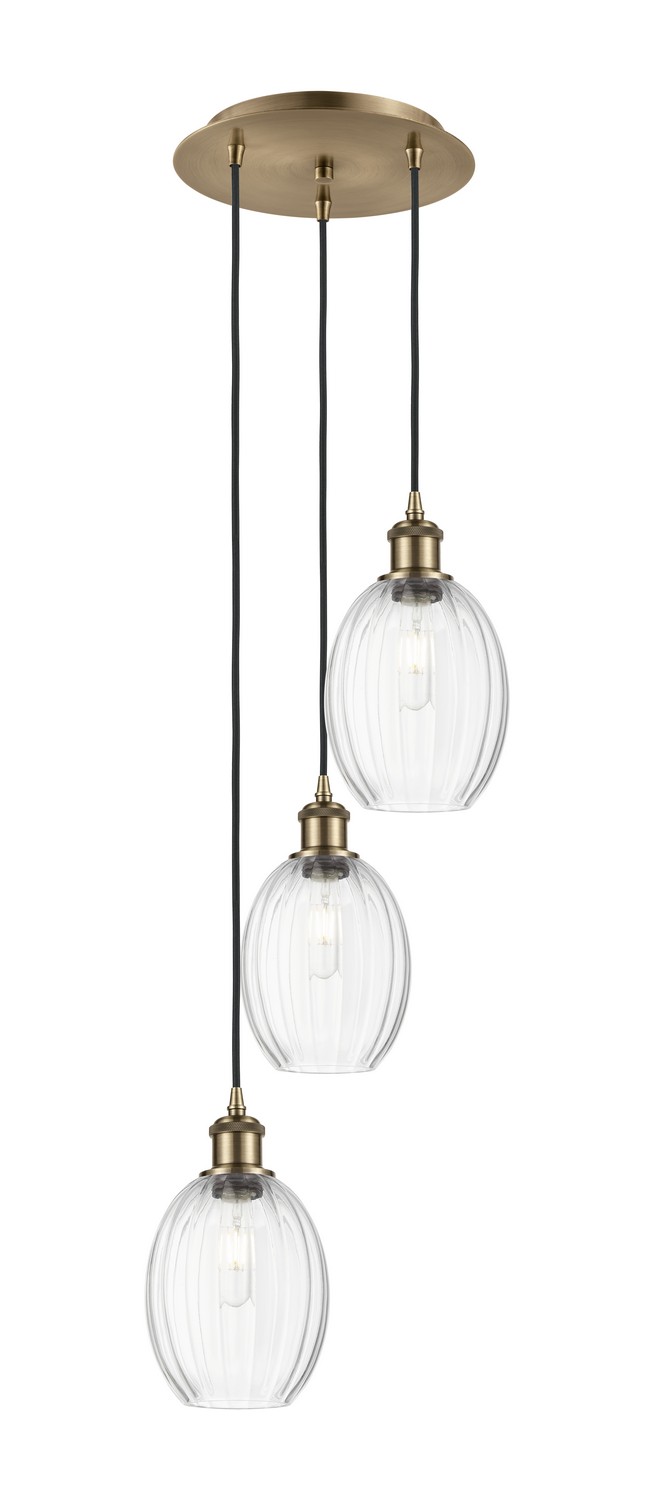 Three Light Pendant by Innovations - Ballston Collection, Antique Brass Finish - 113B-3P-AB-G459-6CL