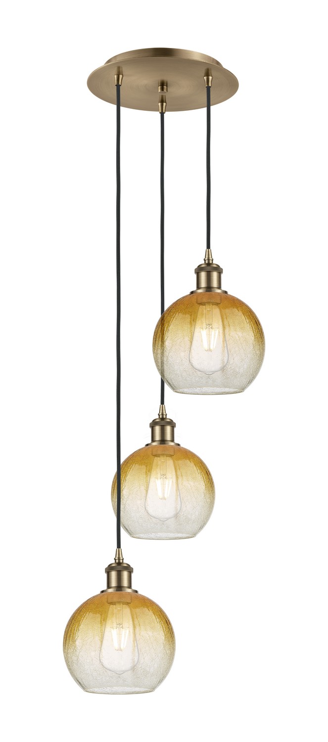 Three Light Pendant by Innovations - Ballston Collection, Antique Brass Finish - 113B-3P-AB-G483-8AM
