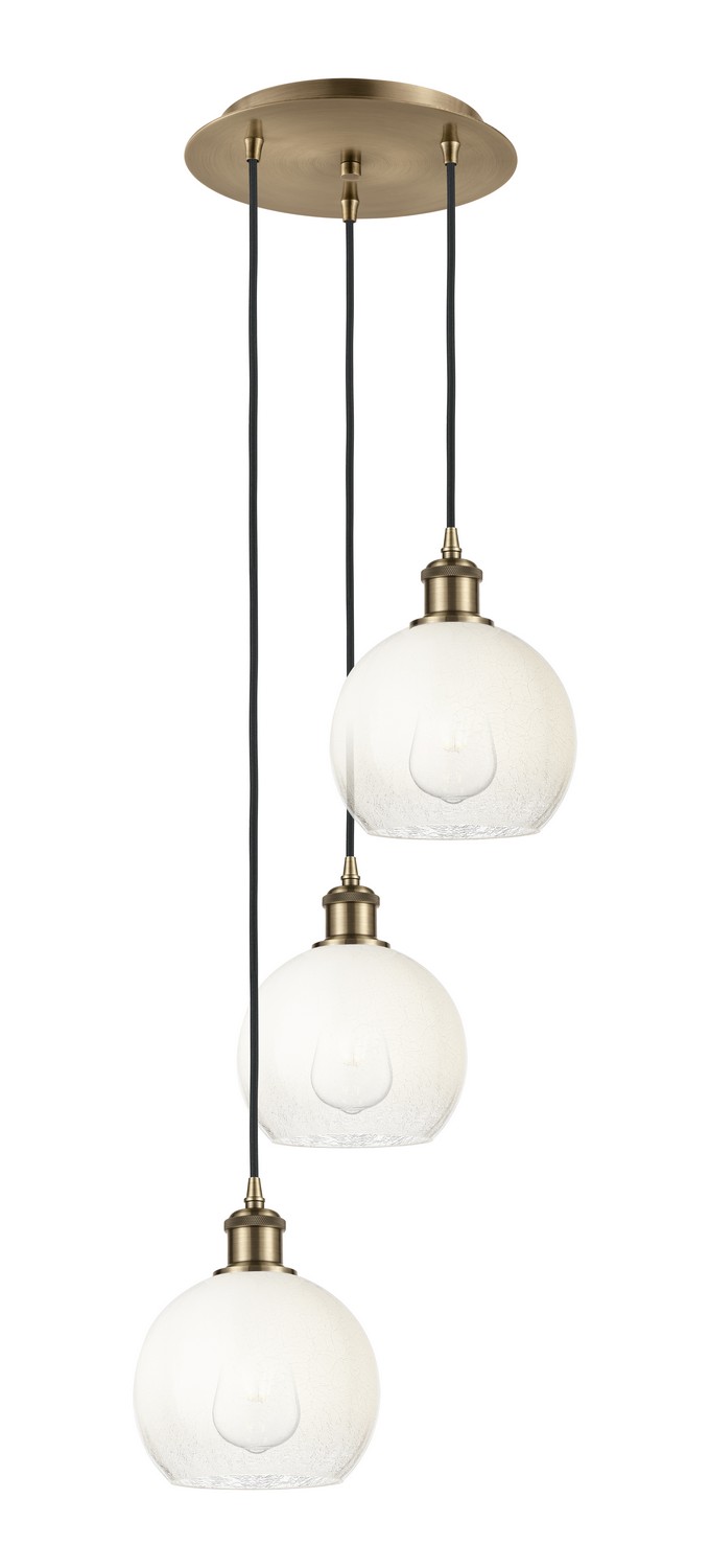 Three Light Pendant by Innovations - Ballston Collection, Antique Brass Finish - 113B-3P-AB-G483-8OP
