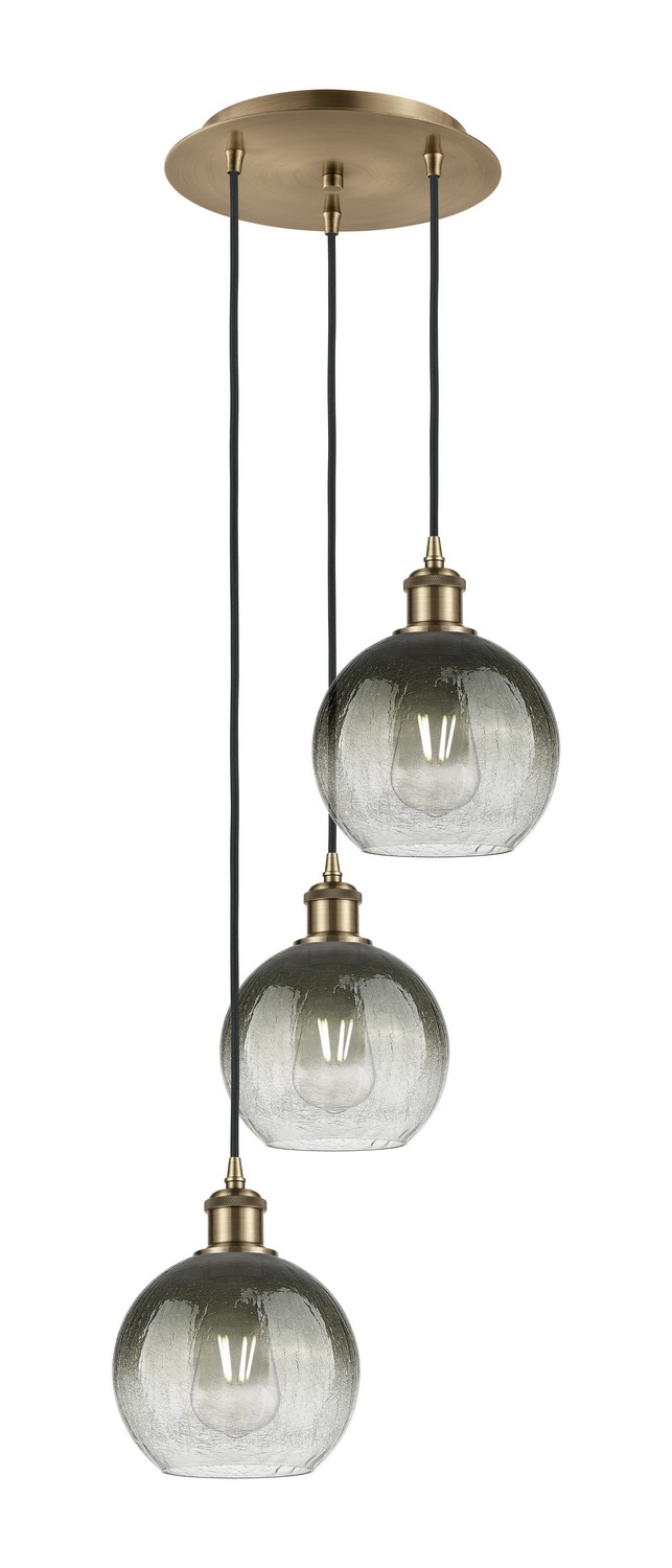 Three Light Pendant by Innovations - Ballston Collection, Antique Brass Finish - 113B-3P-AB-G483-8SL