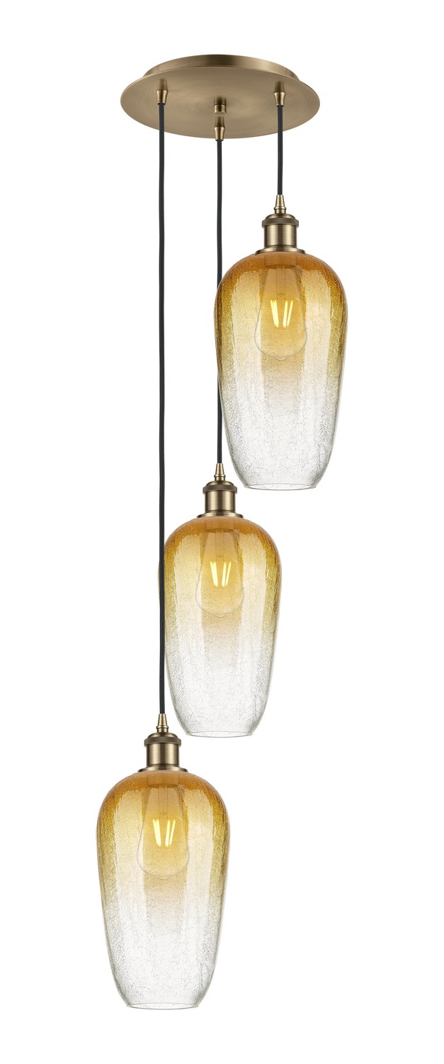 Three Light Pendant by Innovations - Ballston Collection, Antique Brass Finish - 113B-3P-AB-G484-7AM