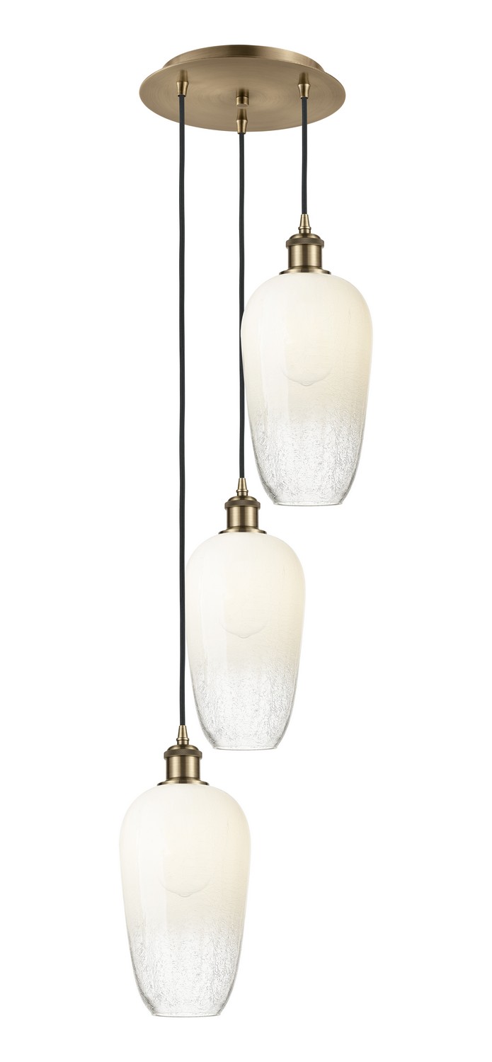 Three Light Pendant by Innovations - Ballston Collection, Antique Brass Finish - 113B-3P-AB-G484-7OP