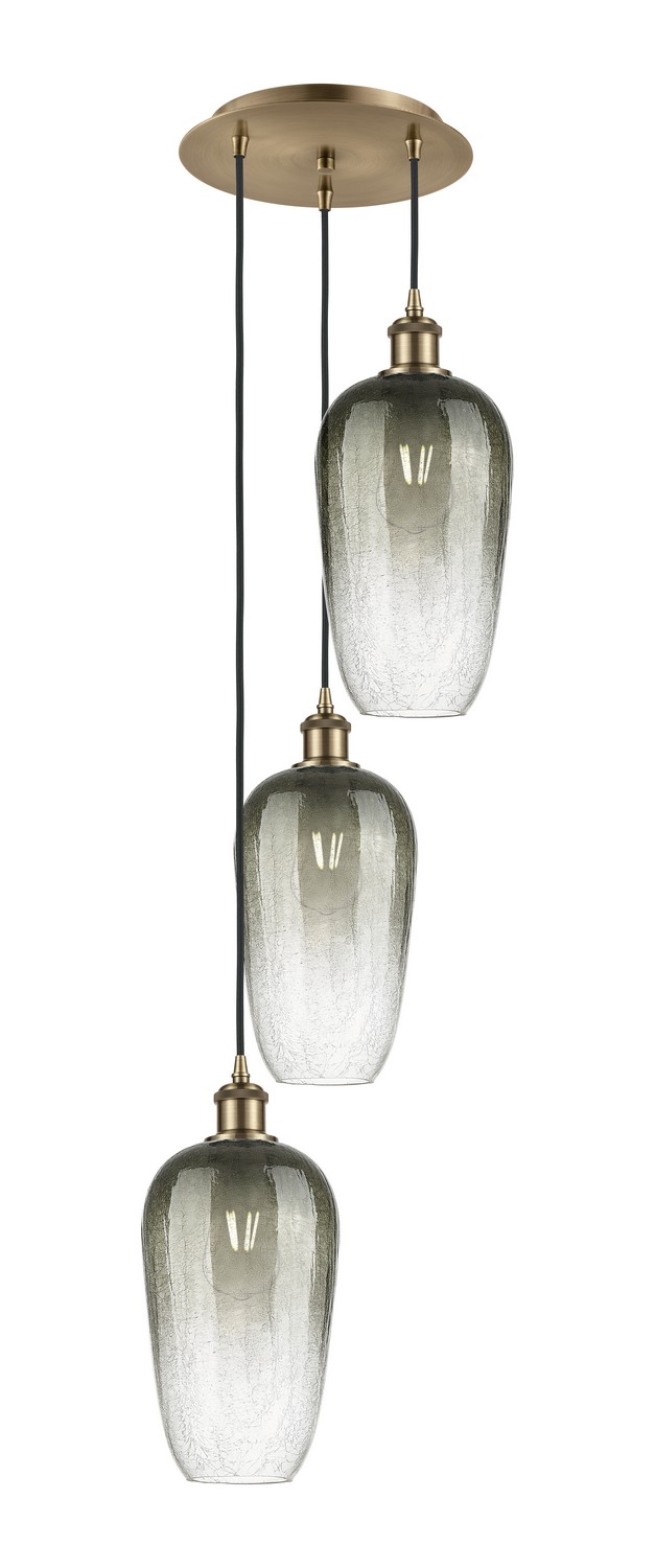 Three Light Pendant by Innovations - Ballston Collection, Antique Brass Finish - 113B-3P-AB-G484-7SL