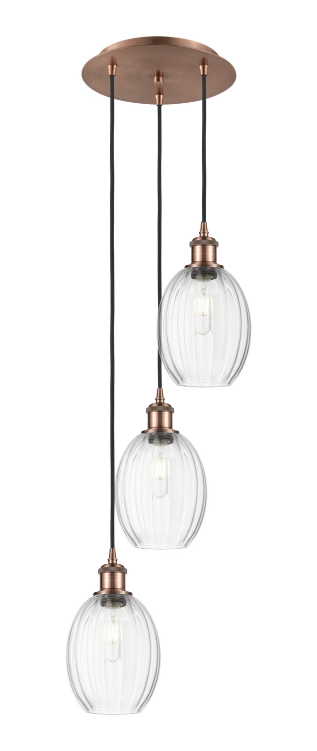 Three Light Pendant by Innovations - Ballston Collection, Antique Copper Finish - 113B-3P-AC-G459-6CL