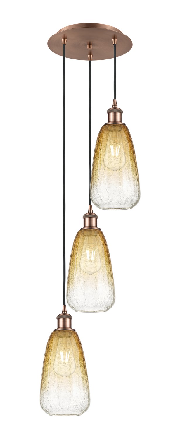 Three Light Pendant by Innovations - Ballston Collection, Antique Copper Finish - 113B-3P-AC-G480-6AM