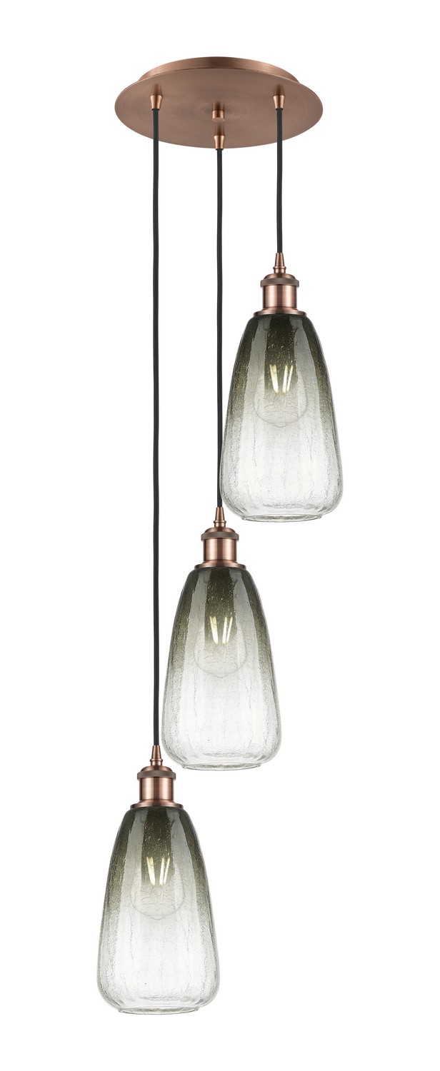 Three Light Pendant by Innovations - Ballston Collection, Antique Copper Finish - 113B-3P-AC-G480-6SL