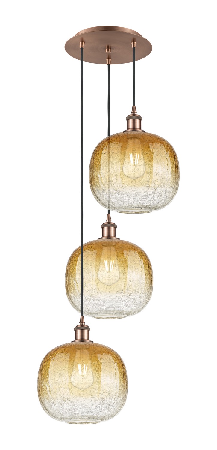 Three Light Pendant by Innovations - Ballston Collection, Antique Copper Finish - 113B-3P-AC-G481-10AM