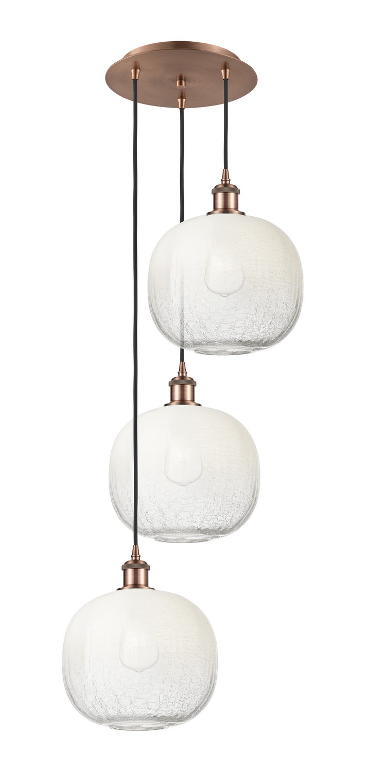 Three Light Pendant by Innovations - Ballston Collection, Antique Copper Finish - 113B-3P-AC-G481-10OP