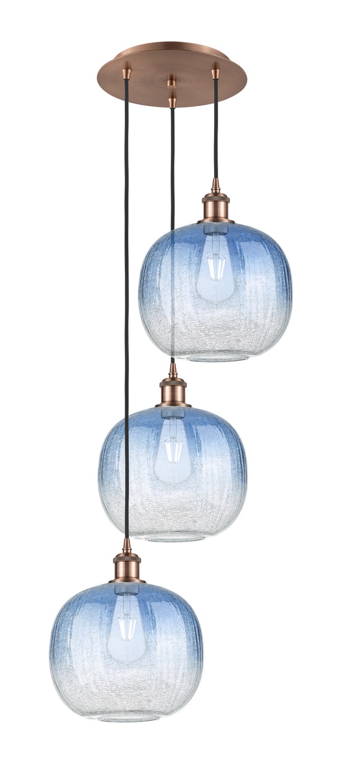 Three Light Pendant by Innovations - Ballston Collection, Antique Copper Finish - 113B-3P-AC-G481-10SB