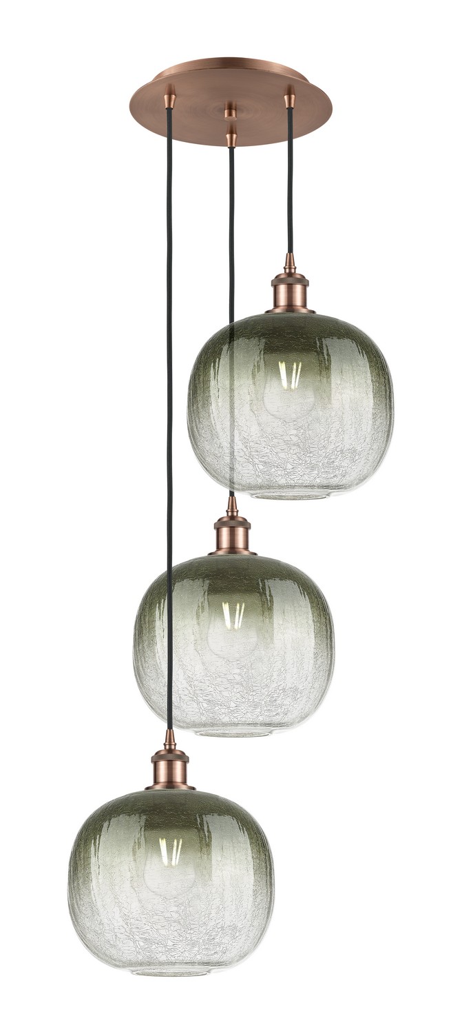 Three Light Pendant by Innovations - Ballston Collection, Antique Copper Finish - 113B-3P-AC-G481-10SL