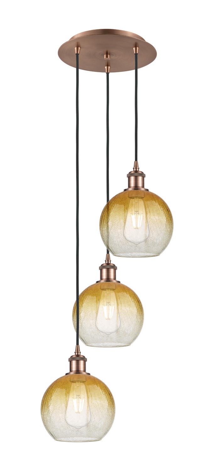 Three Light Pendant by Innovations - Ballston Collection, Antique Copper Finish - 113B-3P-AC-G483-8AM