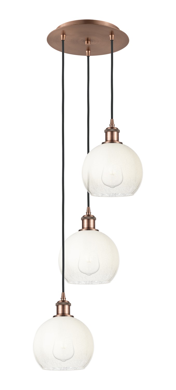 Three Light Pendant by Innovations - Ballston Collection, Antique Copper Finish - 113B-3P-AC-G483-8OP