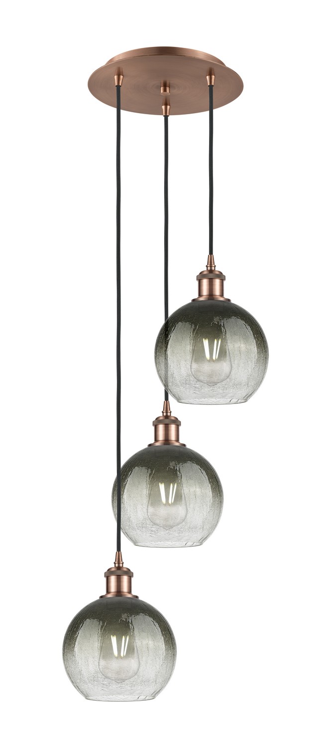 Three Light Pendant by Innovations - Ballston Collection, Antique Copper Finish - 113B-3P-AC-G483-8SL