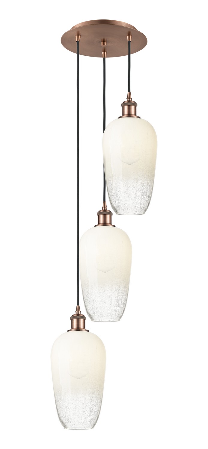 Three Light Pendant by Innovations - Ballston Collection, Antique Copper Finish - 113B-3P-AC-G484-7OP