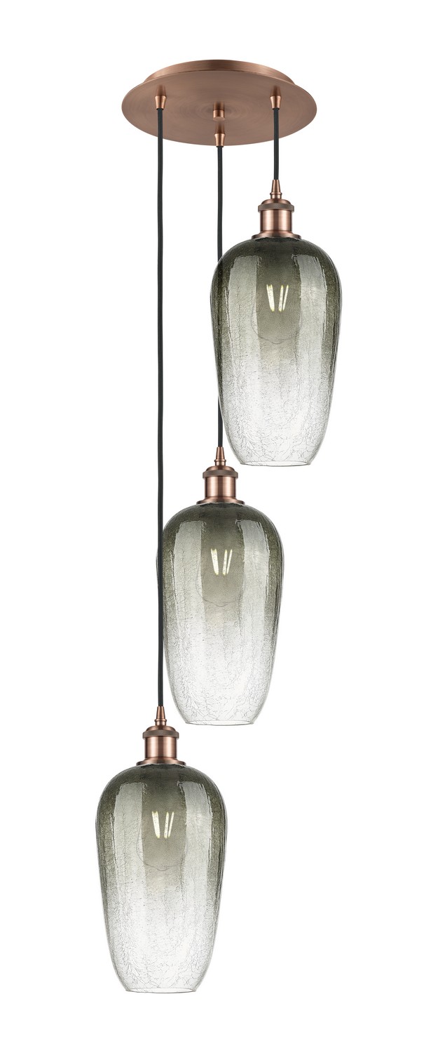 Three Light Pendant by Innovations - Ballston Collection, Antique Copper Finish - 113B-3P-AC-G484-7SL