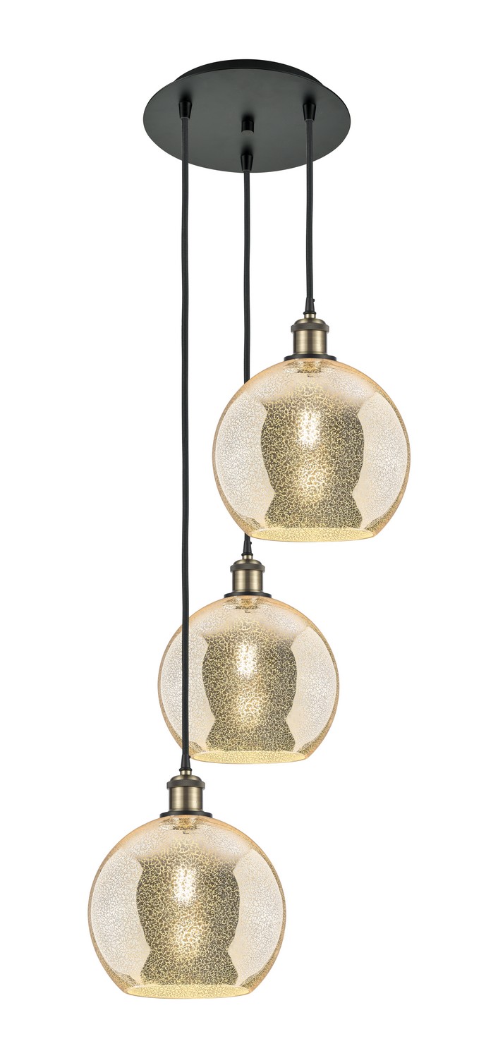 Three Light Pendant by Innovations - Ballston Collection, Black Antique Brass Finish - 113B-3P-BAB-G128-10