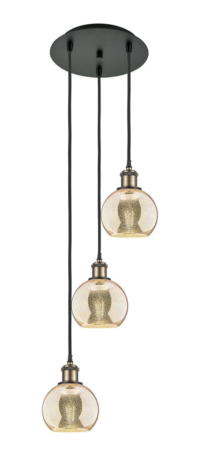 Three Light Pendant by Innovations - Ballston Collection, Black Antique Brass Finish - 113B-3P-BAB-G128-6