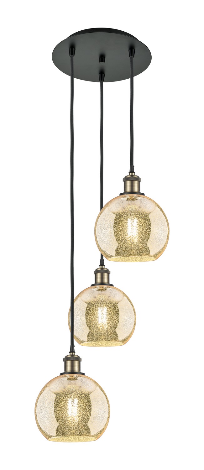 Three Light Pendant by Innovations - Ballston Collection, Black Antique Brass Finish - 113B-3P-BAB-G128-8