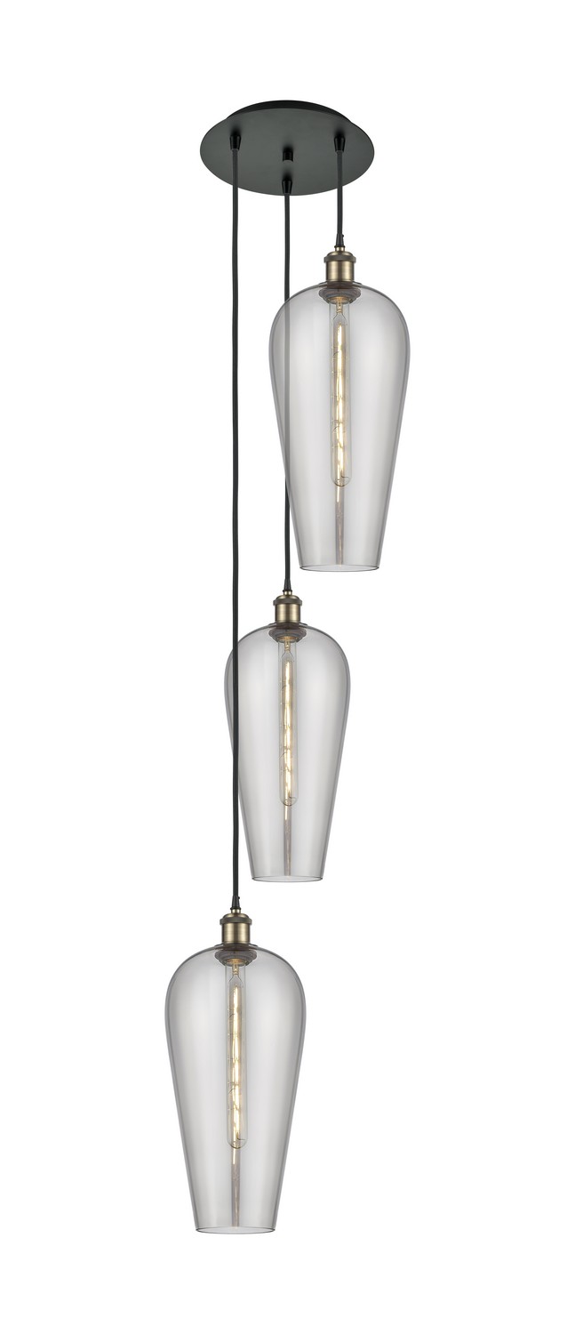 Three Light Pendant by Innovations - Ballston Collection, Black Antique Brass Finish - 113B-3P-BAB-G456-8SM