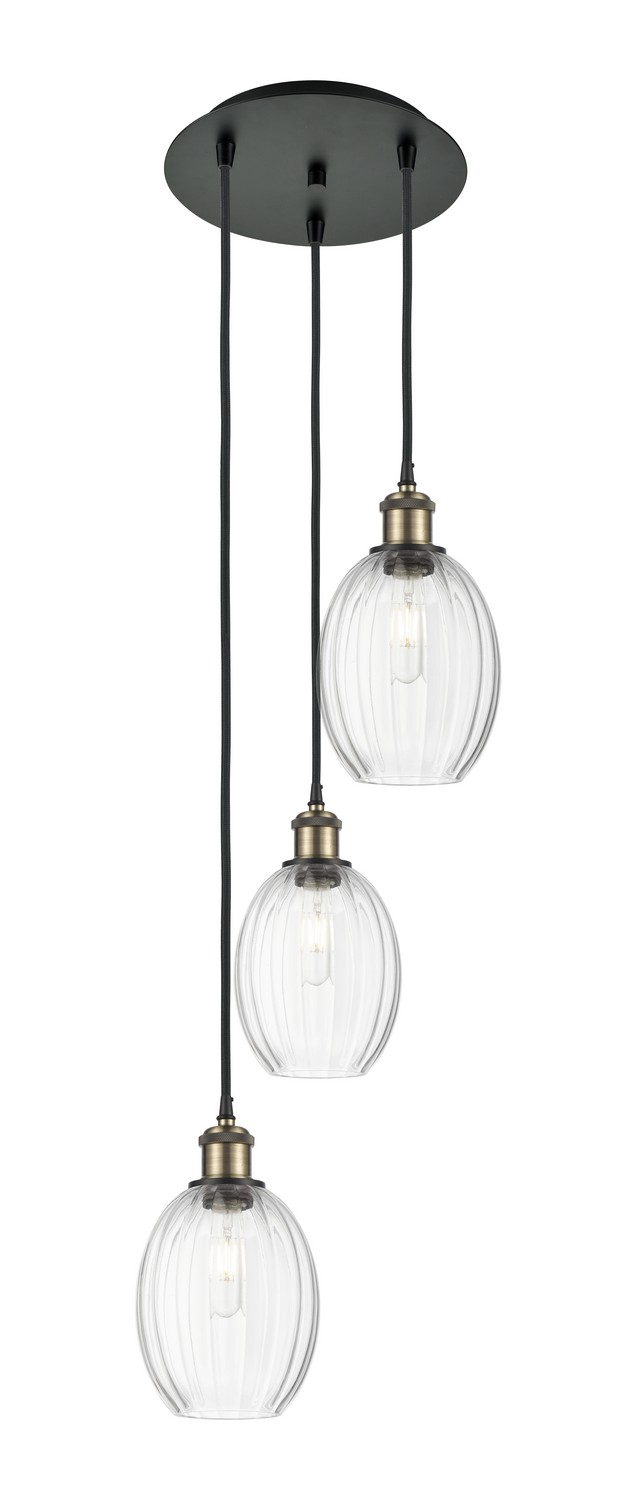 Three Light Pendant by Innovations - Ballston Collection, Black Antique Brass Finish - 113B-3P-BAB-G459-6CL
