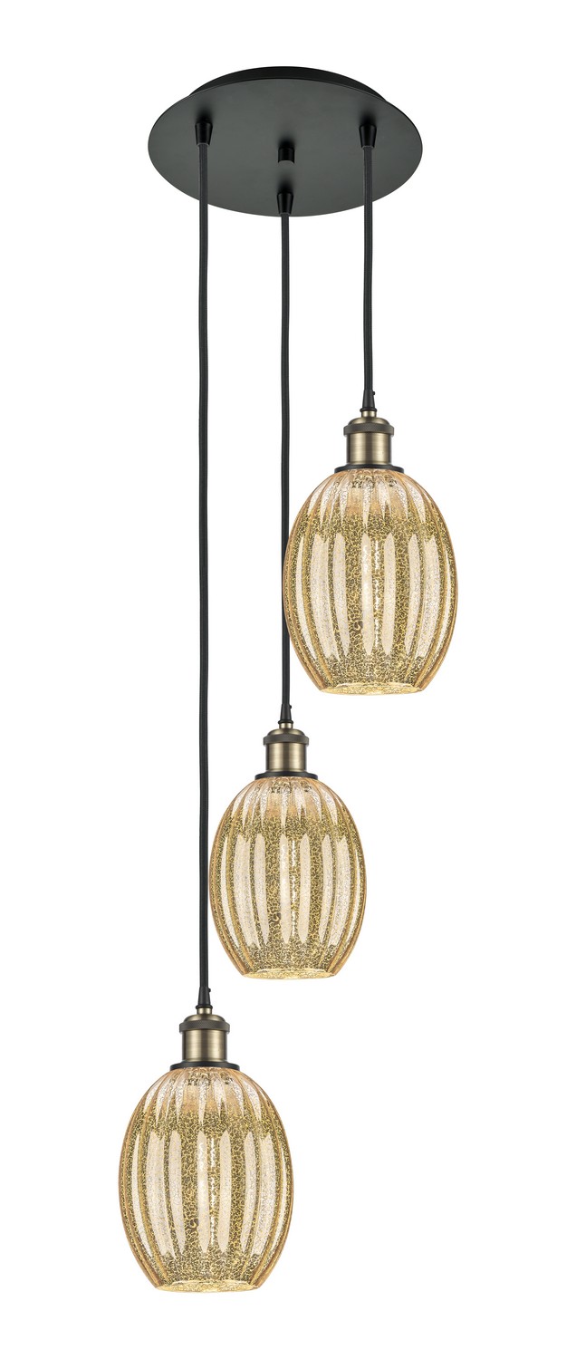 Three Light Pendant by Innovations - Ballston Collection, Black Antique Brass Finish - 113B-3P-BAB-G459-6ME
