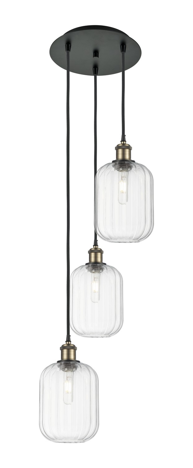 Three Light Pendant by Innovations - Ballston Collection, Black Antique Brass Finish - 113B-3P-BAB-G460-7CL