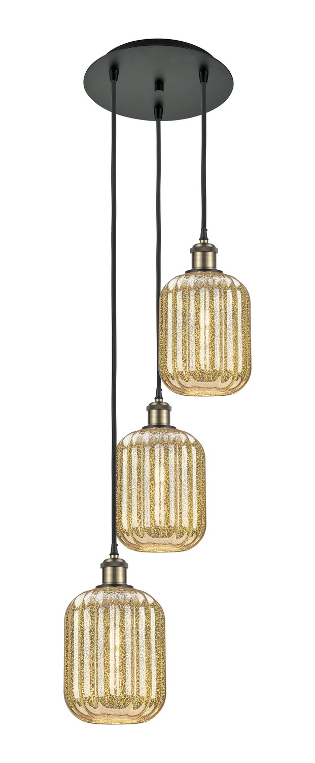 Three Light Pendant by Innovations - Ballston Collection, Black Antique Brass Finish - 113B-3P-BAB-G460-7ME