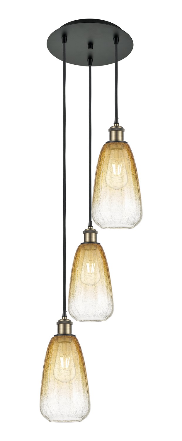 Three Light Pendant by Innovations - Ballston Collection, Black Antique Brass Finish - 113B-3P-BAB-G480-6AM