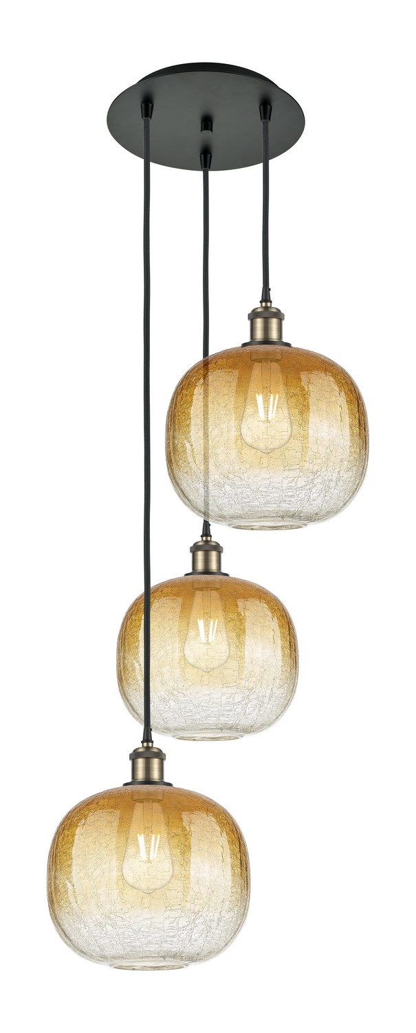 Three Light Pendant by Innovations - Ballston Collection, Black Antique Brass Finish - 113B-3P-BAB-G481-10AM