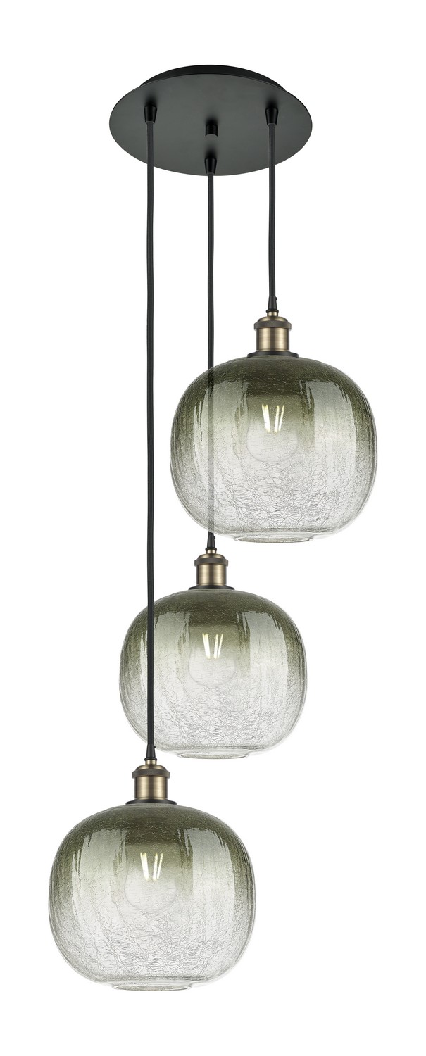 Three Light Pendant by Innovations - Ballston Collection, Black Antique Brass Finish - 113B-3P-BAB-G481-10SL