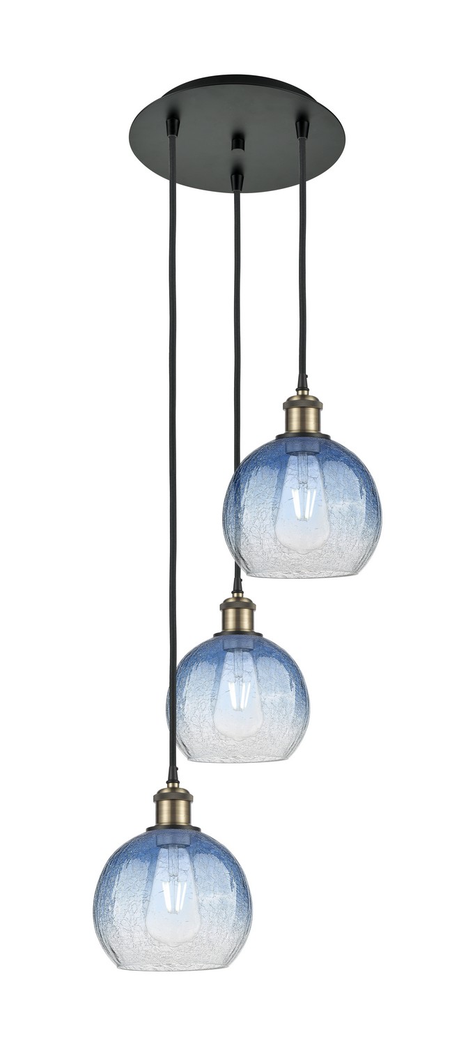 Three Light Pendant by Innovations - Ballston Collection, Black Antique Brass Finish - 113B-3P-BAB-G483-8SB