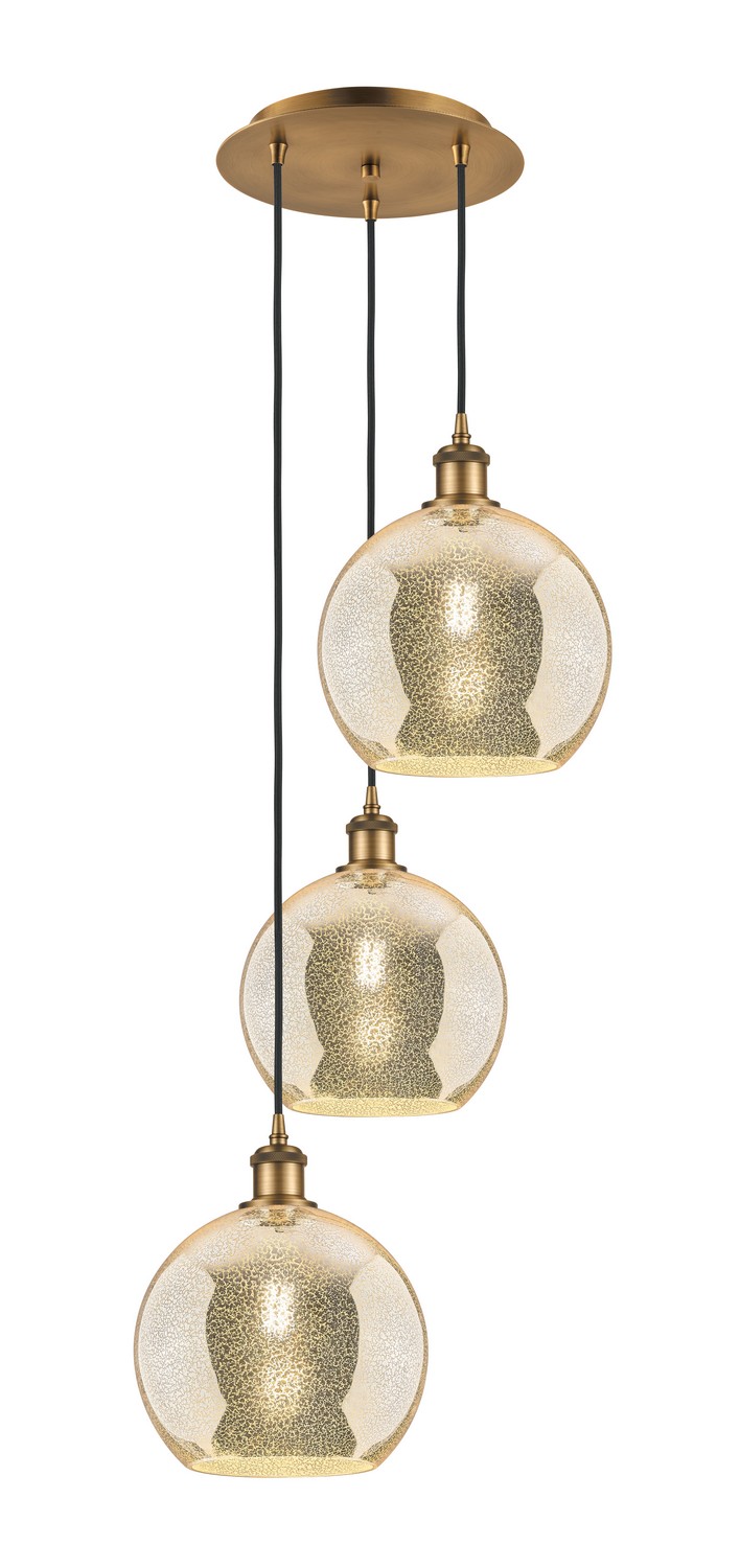 Three Light Pendant by Innovations - Ballston Collection, Brushed Brass Finish - 113B-3P-BB-G128-10