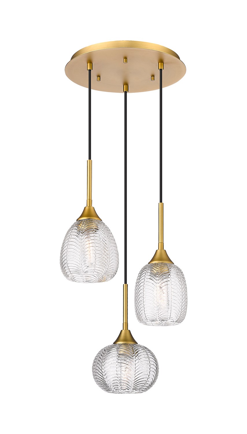 Three Light Pendant by Innovations - Berkshire Collection, Brushed Brass Finish - 113B-3P-BB-G323-MU