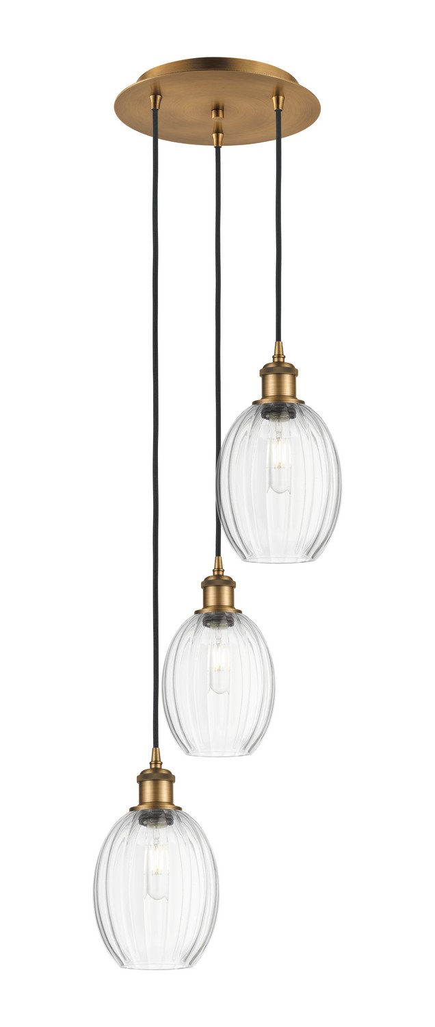 Three Light Pendant by Innovations - Ballston Collection, Brushed Brass Finish - 113B-3P-BB-G459-6CL